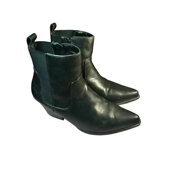 CentroPoint Womens Black Faux Leather Booties Shoes 9 - Picture 1 of 8